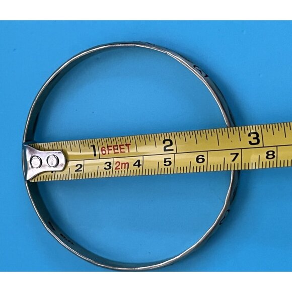 Sterling Silver Taxco 925 Bangle Bracelet Leaf & Flower Pattern 2.5" Diameter - Picture 4 of 5